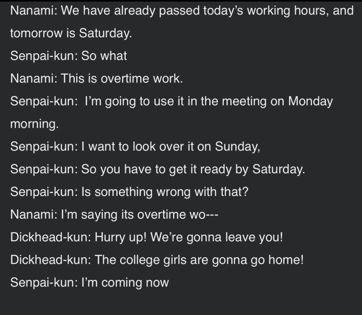 Nanamis_love's tweet photo. reminder that in Nanami’s original draft by Gege the colleagues he kills (his villain arc) aren’t just corrupt men but they were creeps who left work early to observe college girls. 
Nanami showed how creeps should be treated https://t.co/9i2dprehsB