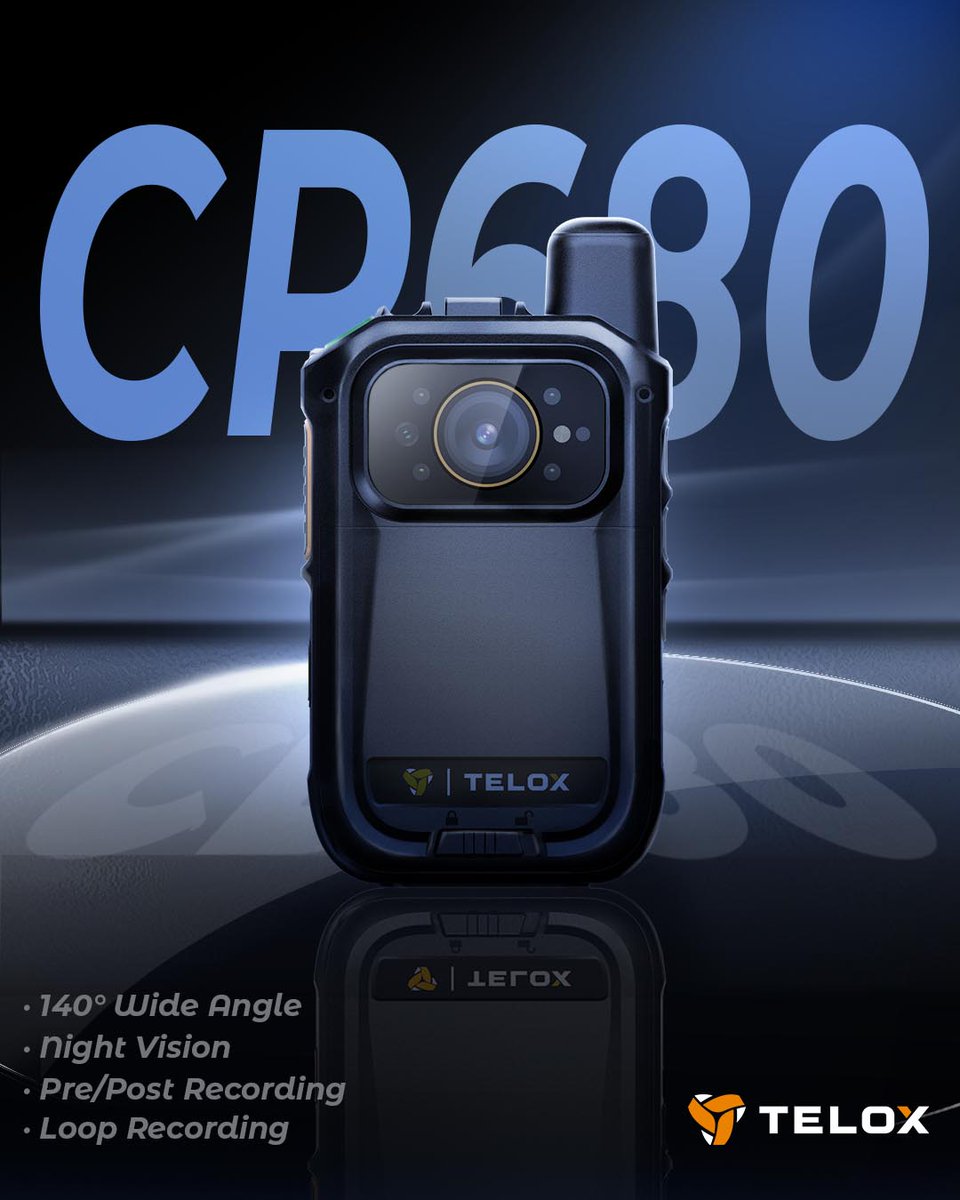 TeloSystems's tweet image. 📹 When every second matters, missing a detail is not an option.
Meet the CP680 Body-Worn Camera — designed to capture the full picture when it counts.

From daily patrols to critical incidents, CP680 helps ensure every moment is recorded .
#Telox #BodyCam #WideAngle