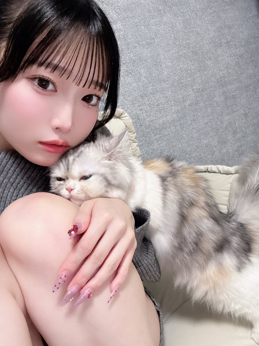 おはよ〜！！！！！！！必死にのめり込んでくる猫〜！！！！！！！！