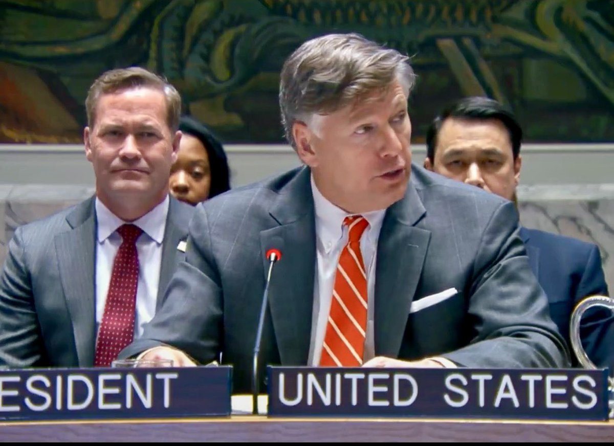 DeputySecState's tweet photo. It was a great honor this afternoon, on behalf of @POTUS @realDonaldTrump and @SecRubio, to chair a meeting of the UN Security Council on Ukraine. All the members of the Security Council, as well as a number of other interested countries, presented their views. I underscored President Trump’s determination to broker a deal to end this senseless and terrible war, which never would have started had he been in office.