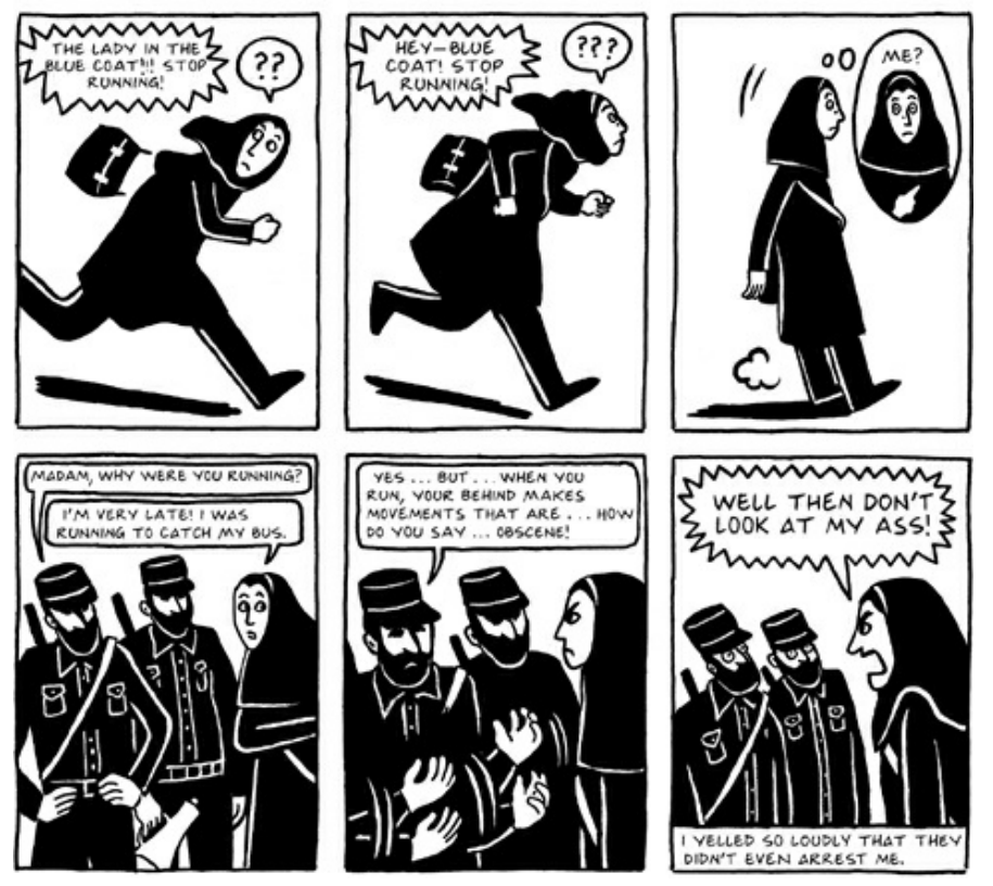 mganj79's tweet photo. @sharghzadeh As I said, her depiction of life in the Islamic Republic when she comes back as an adult is actually relatively grounded. It's clear she had little inclination to misrepresent or embellish it.

I believe the parts featured here were accounted honestly, as they actually happened. https://t.co/0GuzAshg7Y
