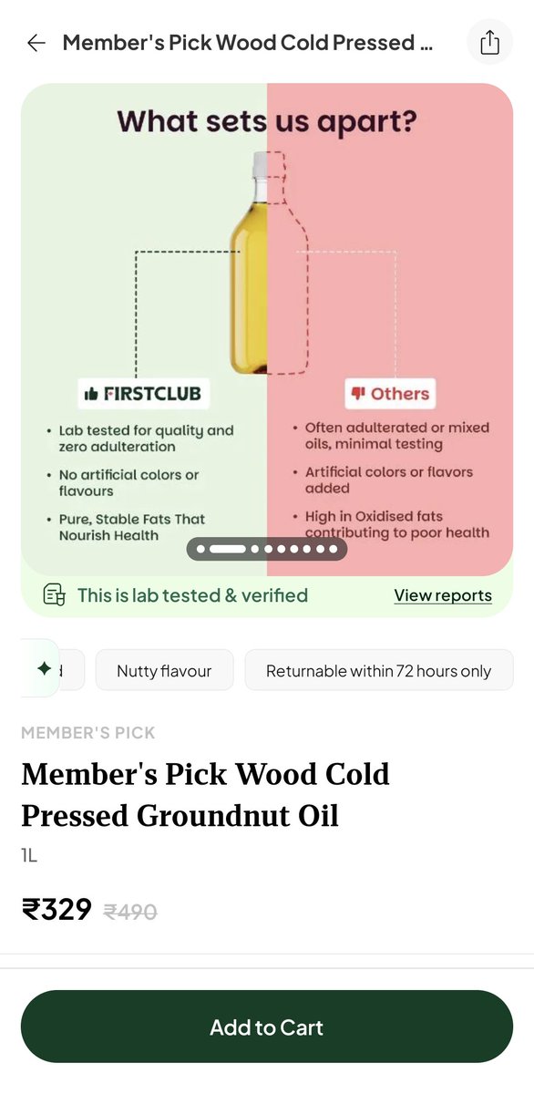 _Bharath's tweet photo. @FirstClubIndia triggered my ADHD, JK 🤣

On the home page of app, the FirstClub differentiator is on right, in the product details page it's on the left. My cognitive bias says look at one side only for the required information. 

Is this A/B testing 🤔 😂 https://t.co/Mh09VhOc6X
