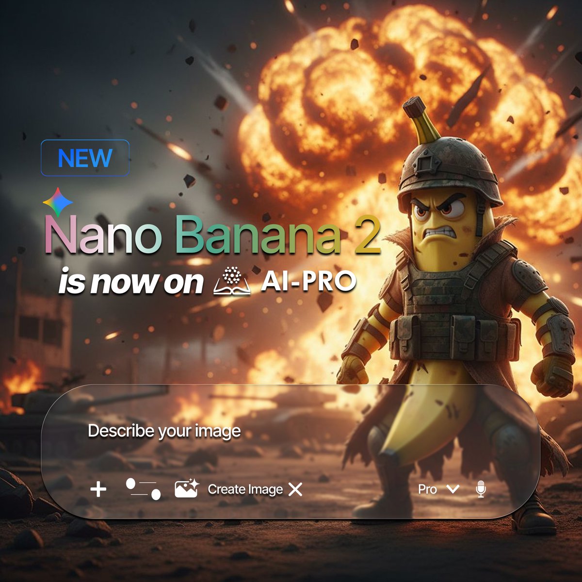AITipsHQ's tweet photo. 🍌 Nano Banana 2 is LIVE on AI-PRO!

Turn ideas into scroll-stopping visuals in seconds ⚡
Create stunning product mockups, viral content, and high-converting creatives all powered by AI.

🎨 Design • Mockup • Dominate
🚀 Faster workflow, better results

👉 Start creating now inside AI-PRO!
https://t.co/kGsyAO8J8N

#NanoBanana2 #AIPro #AIImageGenerator #ProductMockups #ContentCreation #AIDesign #DigitalMarketing #CreativeAI