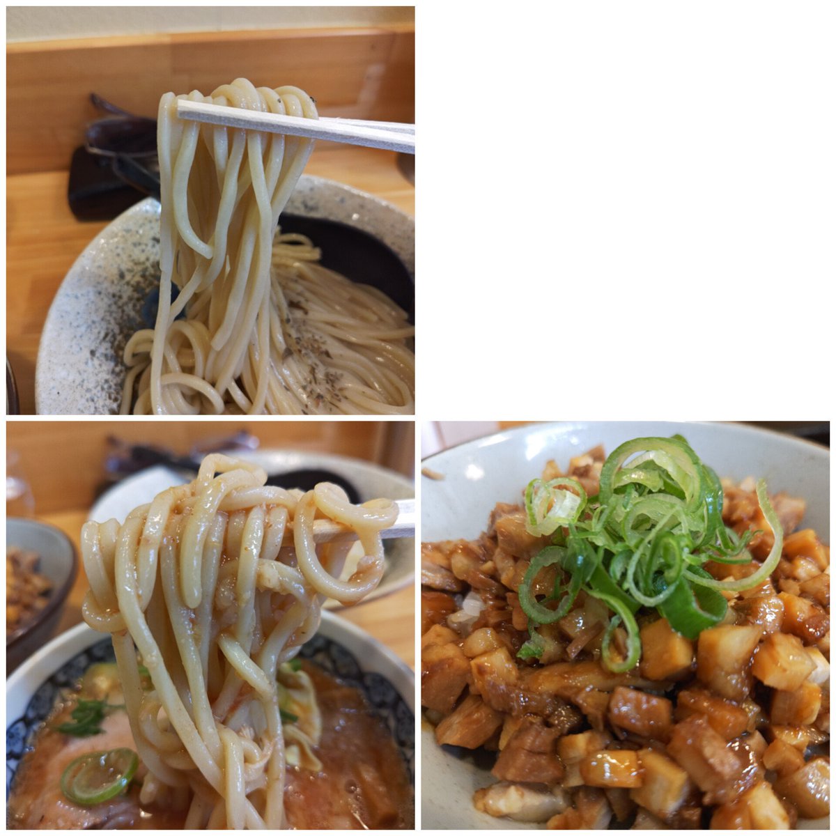 jyuJyFzFhi3Fn6t's tweet photo. 平日最強ランチセット
「トマトつけ麺 & チャーシュー丼」
此方のトマトつけ麺は初!?🤔
キャベツ豚バラメンマ葱が入り、大蒜風味豊か酸味控えめ甘さを感じるつけ汁
〆はチャーシュー丼ドボン、🧀追加のチーズリゾット
タバスコの味変👍
ご馳走様でした!
#RAMENSTAND #ラーメンスタンド #熊谷市 https://t.co/pNfEt5VEqj
