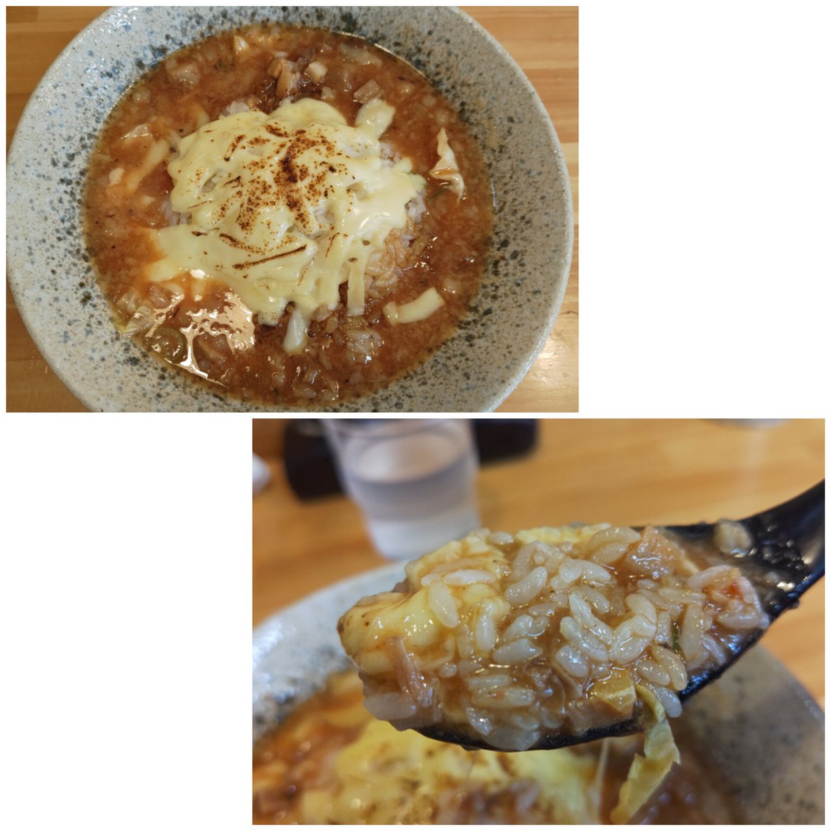 jyuJyFzFhi3Fn6t's tweet photo. 平日最強ランチセット
「トマトつけ麺 & チャーシュー丼」
此方のトマトつけ麺は初!?🤔
キャベツ豚バラメンマ葱が入り、大蒜風味豊か酸味控えめ甘さを感じるつけ汁
〆はチャーシュー丼ドボン、🧀追加のチーズリゾット
タバスコの味変👍
ご馳走様でした!
#RAMENSTAND #ラーメンスタンド #熊谷市 https://t.co/pNfEt5VEqj