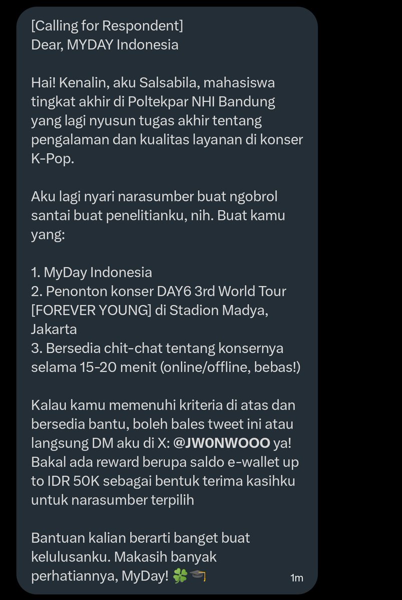 handseob's tweet photo. btw guyszzz ada myday yang waktu itu nonton day6 ga ya? tmn aku lg nyari narsum buat skripsi/TAnya nih (dapet reward cenah) like &amp; rt will be appreciated, thank you so muchhhhh🫰 https://t.co/rNWZ98q0Iv