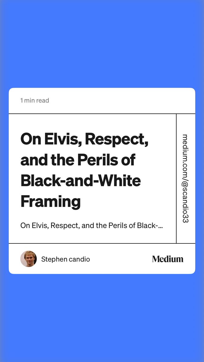 KwiditCandio's tweet photo. “On Elvis, Respect, and the Perils of Black-and-White Framing” by Stephen candio (click link for article) https://t.co/fQKSHtOzUA #trump #blackhistory #Elvis #Blues #rocknroll https://t.co/fQKSHtOzUA https://t.co/HjFog3nvNB