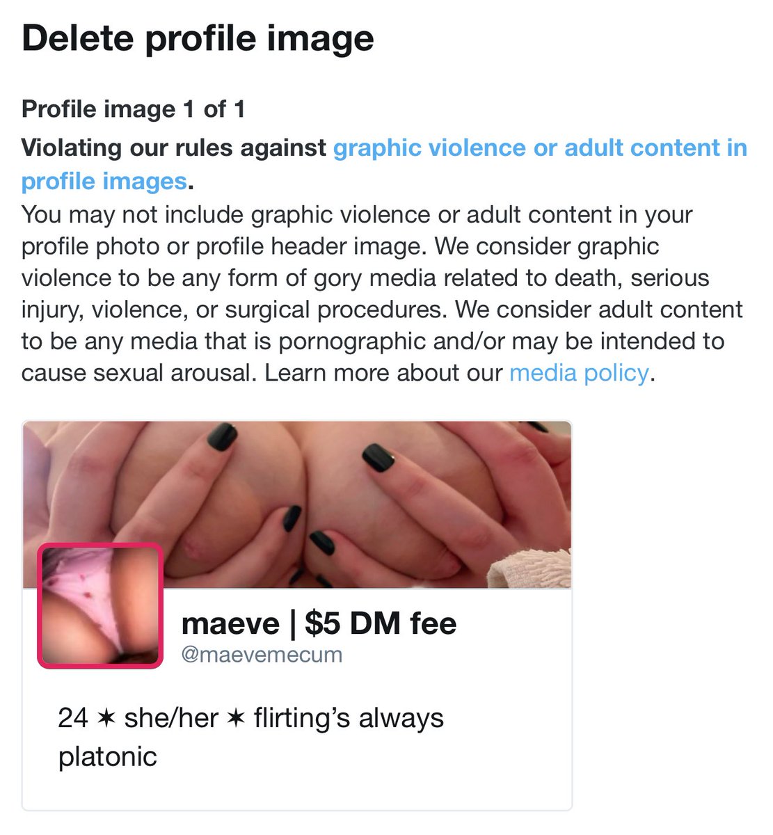 maeve | $5 DM fee tweet media