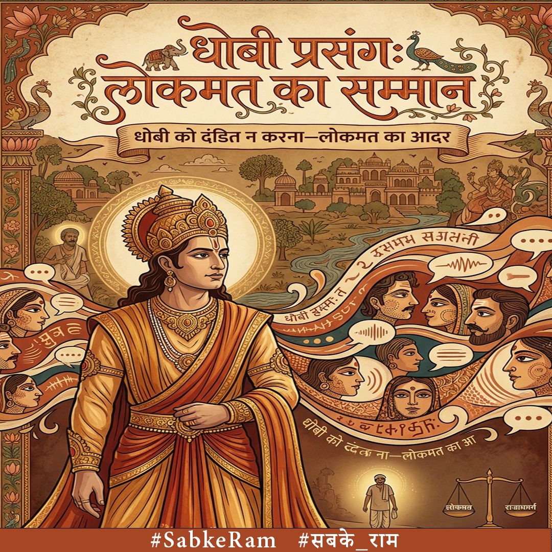 धोबी प्रसंग : लोकमत का सम्मान 
धोबी को दंडित न करना - लोकमत का आदर।
#SabkeRam #सबके_राम