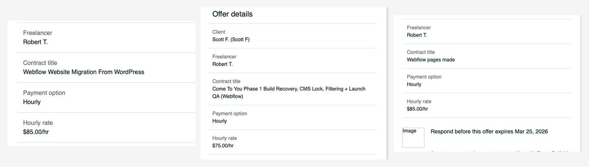 rob_trew's tweet image. 3 new #webflow jobs this week obtained on @Upwork all inbound inquiries leading to new work. Busy busy now!