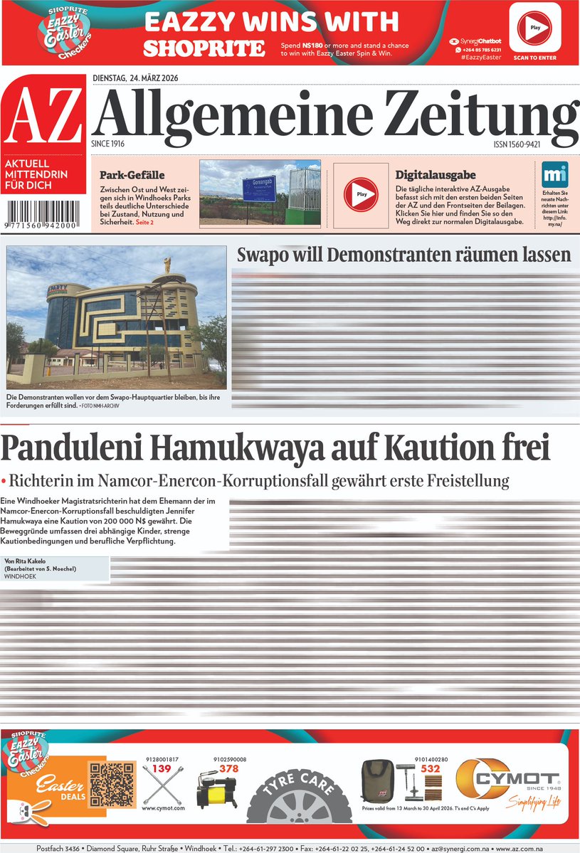 Allgemeine Zeitung Namibia tweet media