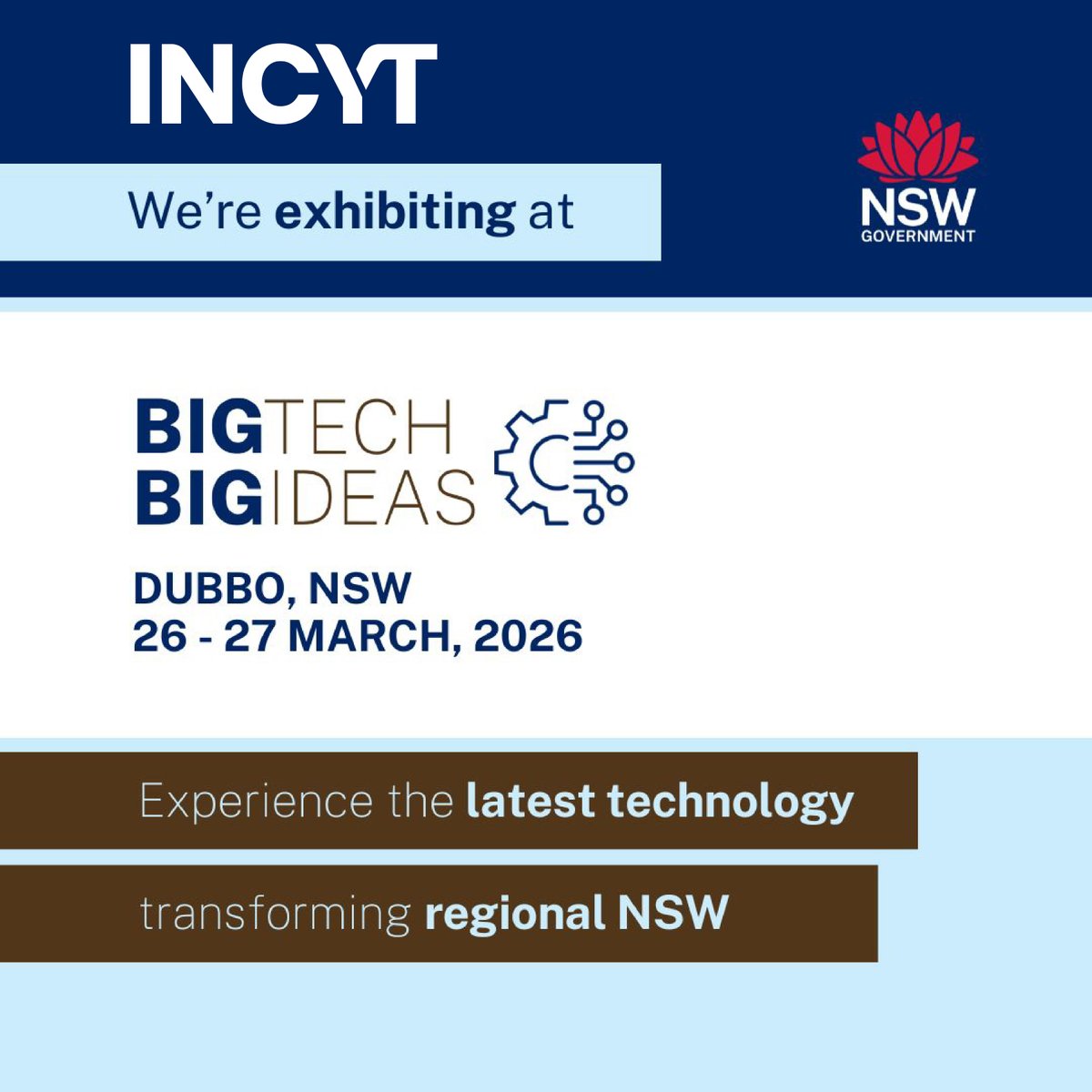_INCYT's tweet photo. We’re in Dubbo this week for Big Tech Big Ideas! Stop by our booth in AgTech Alley to connect and see our technology in person. See you there!

Tickets are still on sale: https://t.co/VuPUsS1YW0 https://t.co/aOKIxbufGb