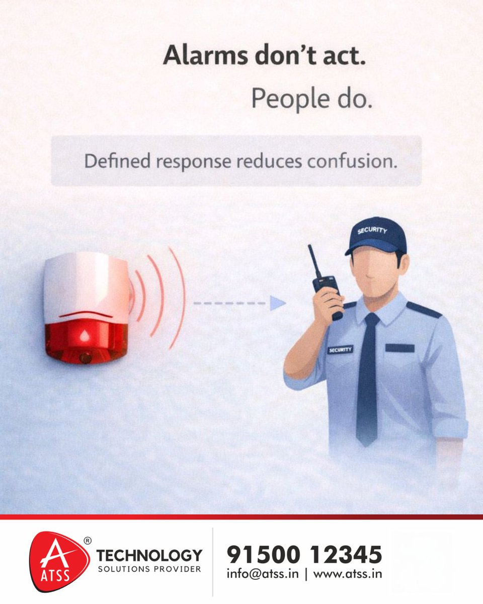 InfoATSS's tweet image. Alarms don't act. People do. 🛡️
A siren is just a notification. The resolution depends on a human with a plan. Reduce confusion with defined response protocols.
Stay protected with ATSS.91500 12345,atss.in/burglar-alarm/,
 Info@atss.in#alarmsystem #securitysystem #smartsecurity