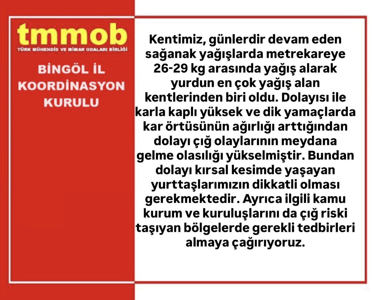 TMMOB Bingöl İKK (@tmmob12ikk) on Twitter photo 