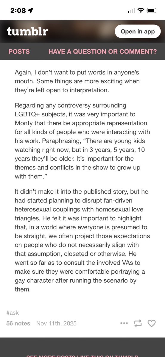 From a Sheena, Monty’s wife.