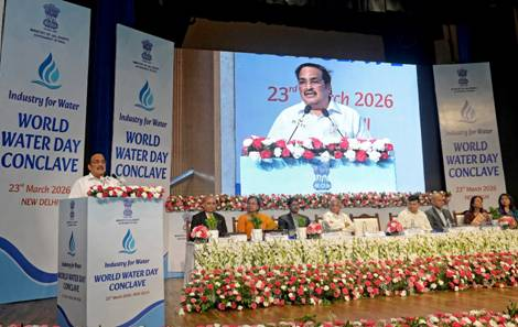 PIB_India's tweet photo. World Water Day Conclave 2026 reinforced Industry-Led Water Stewardship, Innovation, and Data-Driven Governance 

👉 Theme: “Industry for Water”

💠 Union Jal Shakti Minister C R Paatil (@CRPaatil) called for ‘Jan Bhagidari’ to strengthen water conservation efforts nationwide  

💠 The Conclave witnessed participation of over 700 delegates, reflecting a strong national resolve towards water security. The event served as a dynamic platform for multi-stakeholder convergence, bringing together government, industry, academia, start-ups, and State representatives to advance collective action for water sustainability

💠 A key highlight of the Conclave was the felicitation of 19 winners of the Jal Shakti Hackathon, recognizing innovative and scalable solutions developed by young innovators, start-ups, and institutions

Read here: https://t.co/Prc2ji9Otp 

#WorldWaterDay #JanBhagidari @DoWRRDGR_MoJS