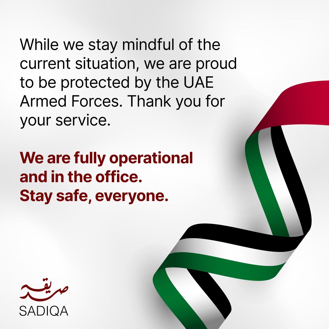 Fully operational and in the office. Grateful to the UAE Government and Armed Forces for their service and protection. Stay safe, everyone. 🇦🇪

#UAE #UAEArmedForces #StaySafe #Gratitude #Sadiqa