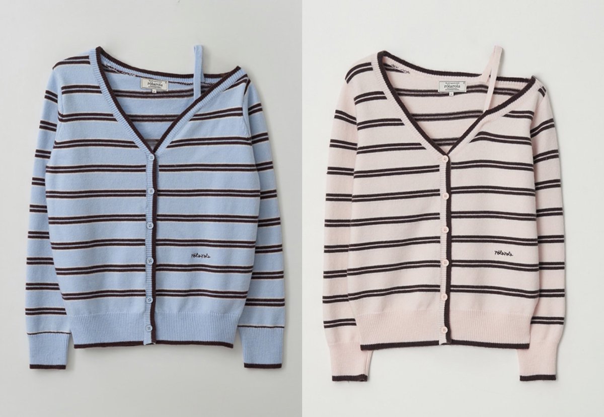 deerstore_byp's tweet photo. ROLAROLA 🩵🎀 

ONE OFF SHOULDER STRIPE WOOL BLENDED CARDIGAN

✨ แบบพสโกอึน &amp; น้องวอนยอง

SALE 24% 1,990฿ 
มัดจำได้ 1000 https://t.co/y0QoF47AyI