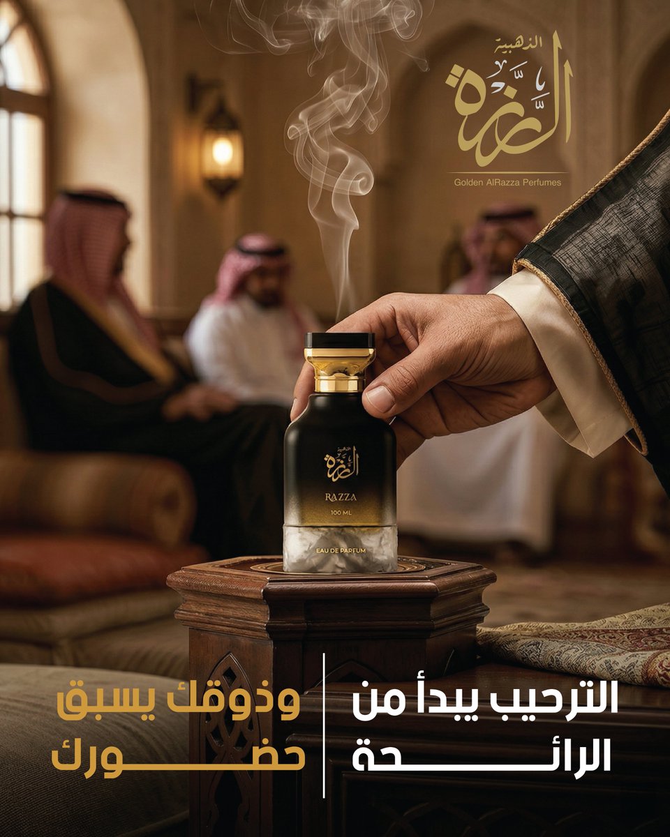goldenrazza's tweet photo. "الترحيب يبدأ من الرائحة.. وذوقك يسبق حضورك." >
عطر الرزة صُمم ليكون رفيقك في أرقى المناسبات، حيث تلتقي رائحة البخور بنفحات العطر الفاخرة لتصنع هيبة لا تُنسى. 
📍موقعنا: Red Sea Mall - جدة 
متوفر خدمة التوصيل لكافة أنحاء الممكلة 
للطب والاستفسار  : 966500023457+ https://t.co/jZyJqbCG1D