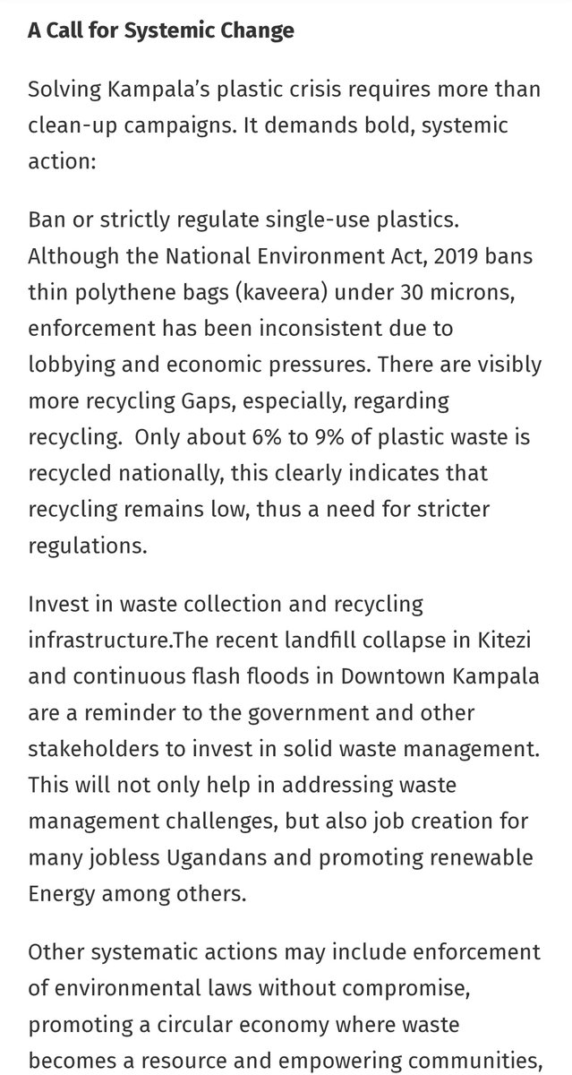 WogemU's tweet image. #Kampala is drowning in #plastic and we are running out of excuses.
Our drains are #clogged, our #streets are flooded, and our #future is at risk.
#Act now. ♻️ #EndPlasticPollution