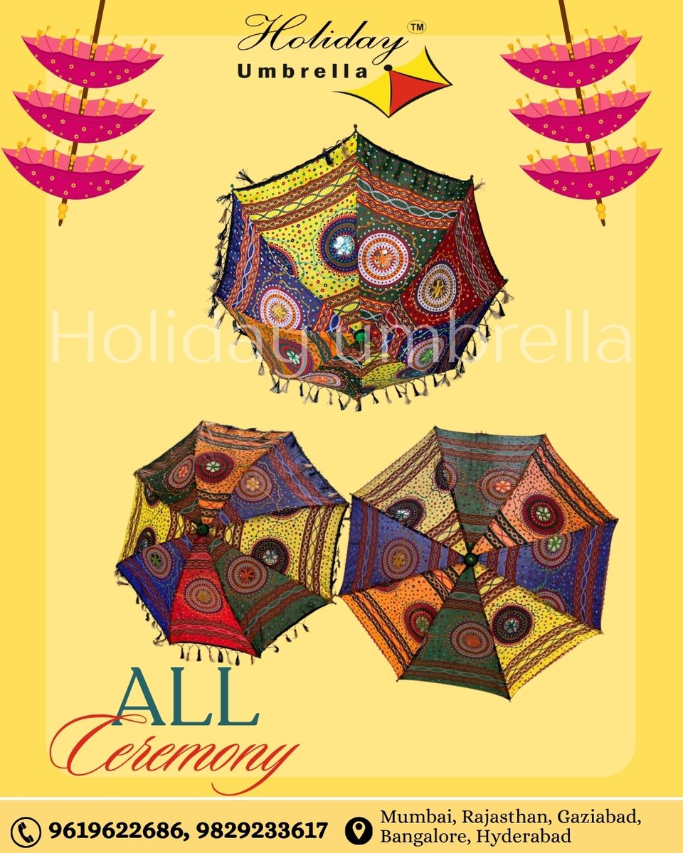 UmbrellaHo17365's tweet image. Holiday Umbrella for all Ceremony Umbrella Stylish and durable umbrella suitable for all ceremonies offering elegant design, strong build, and reliable protection, perfect for weddings, functions, and outdoor gatherings.
#Umbrella #CeremonyUmbrella #EventEssentials #WeddingUse