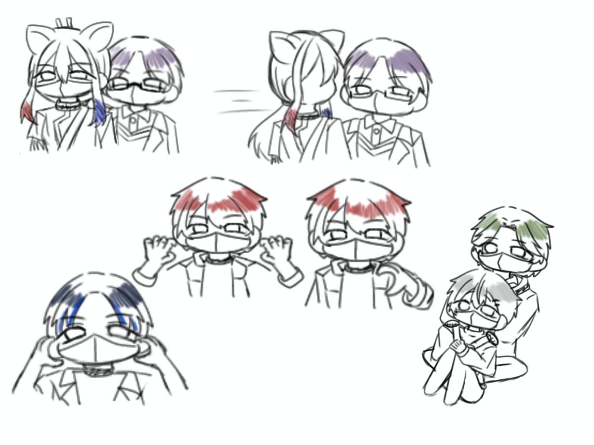 _kitsune_kon_'s tweet photo. 立川Nightレポ

●🦊さんの後ろでイタズラする👓くん
ピースしたり両手ひらひらさせて悪そうな顔してたw
🦊さんが何度も俊敏に振り向くたびそっぽむいて知らん顔w

●🦖ぴのファンサ
｢がおー｣と｢片ハート｣いっぱいしてた♡メロい

●🌷さんのほっぺハート激かんわ！

●🐸さんにもたれかかる🐑くん https://t.co/Ij18USD7bm