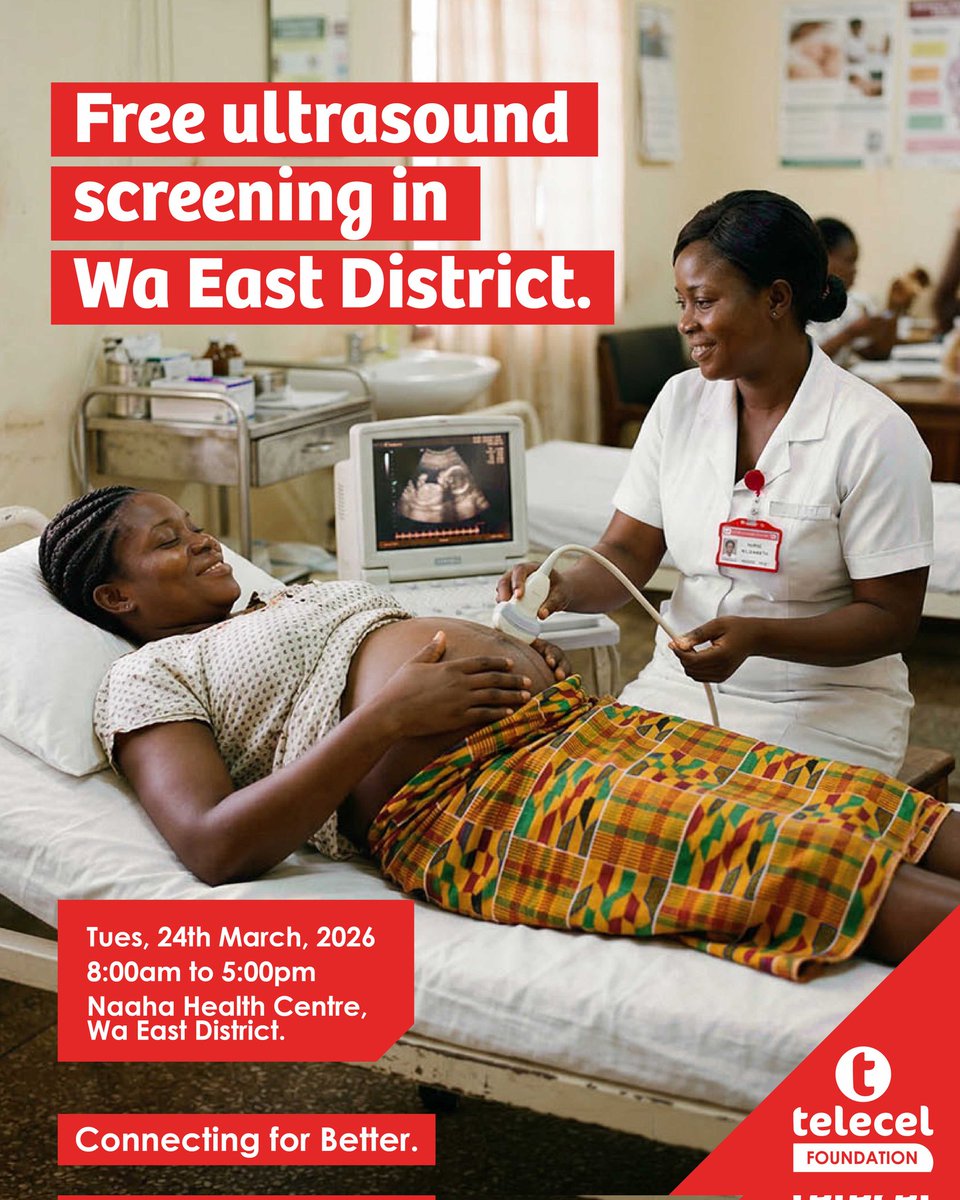 TelecelGhana's tweet photo. As part of our ongoing commitment to improving maternal health, the Telecel Foundation is currently providing free ultrasound screenings for expectant mothers in the Wa East District at the Naaha Health Centre.

This effort is focused on supporting safe and healthy pregnancies through access to essential antenatal care.