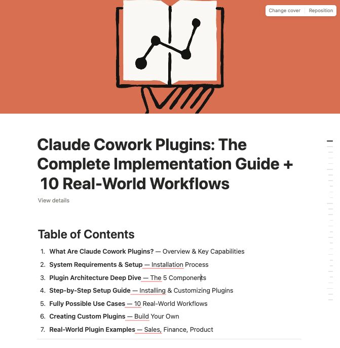 smratitiwa86867's tweet photo. This might be the biggest shift in knowledge work since GPT-4 launched.

Claude Cowork Plugins went live January 30.

Most people have no idea they exist.

Here's what they unlock:

Instead of typing the same prompts over and over, you install a plugin once — and Claude becomes a specialist.

A legal document reviewer. A financial auditor. A resume screener. A board deck writer.

I spent 40 hours building the complete guide:
53 pages of step-by-step instructions
Full plugin architecture (slash commands, sub-agents, MCP servers)
10 real workflows you can copy-paste today

Giving it away for free.

✅ Follow me
✅ RT + Like this post
✅ Comment "PLUGINS" below

I'll DM it to you directly