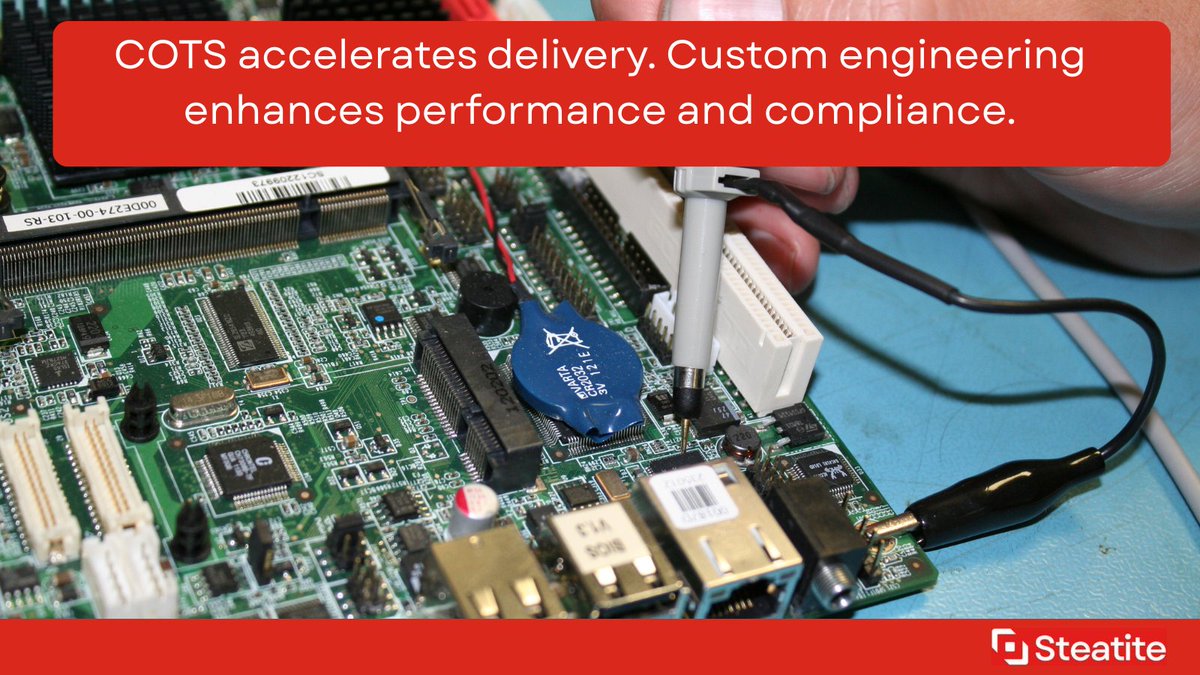 Steatite's tweet image. #COTS accelerates delivery. #CustomEngineering enhances performance and compliance. That’s why we perfectly balance both in our #IntegratedSystems which meet strict defence, rail, medical and marine standards.

Explore our capabilities: tinyurl.com/Steatite-COTS-…