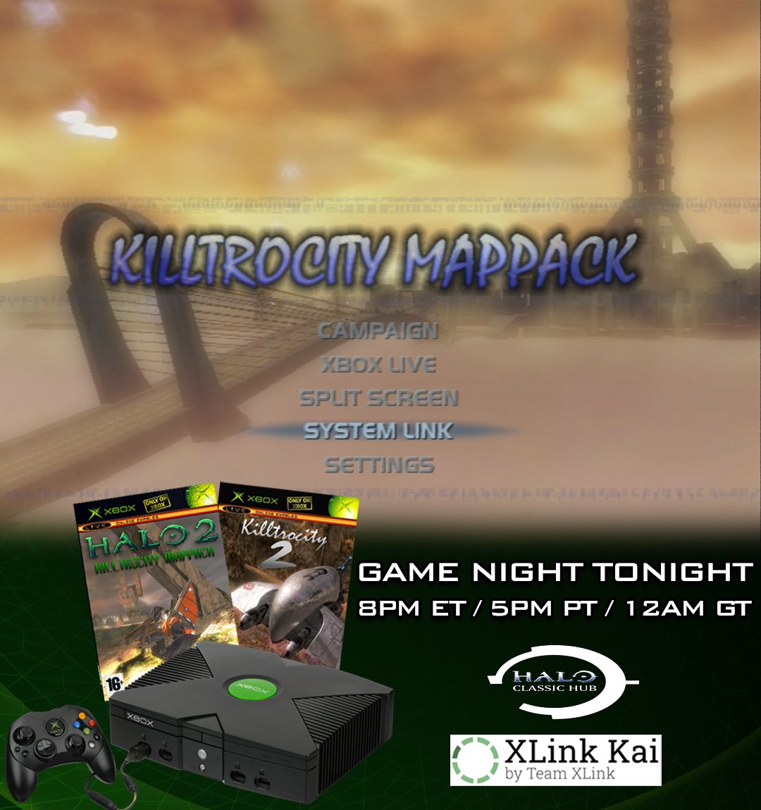 HaloClassicHCH's tweet image. TONIGHT! We're playing Halo 2 Multiplayer on the Killtrocity Map Packs at 8PM ET / 5PM PT / 12AM GT on Xlink Kai! You can play on OG Xbox or Xemu (PC). You can find instructions &amp;amp; Map Packs in our discord. haloclassichub dot com
#halo #halo2 #gaming