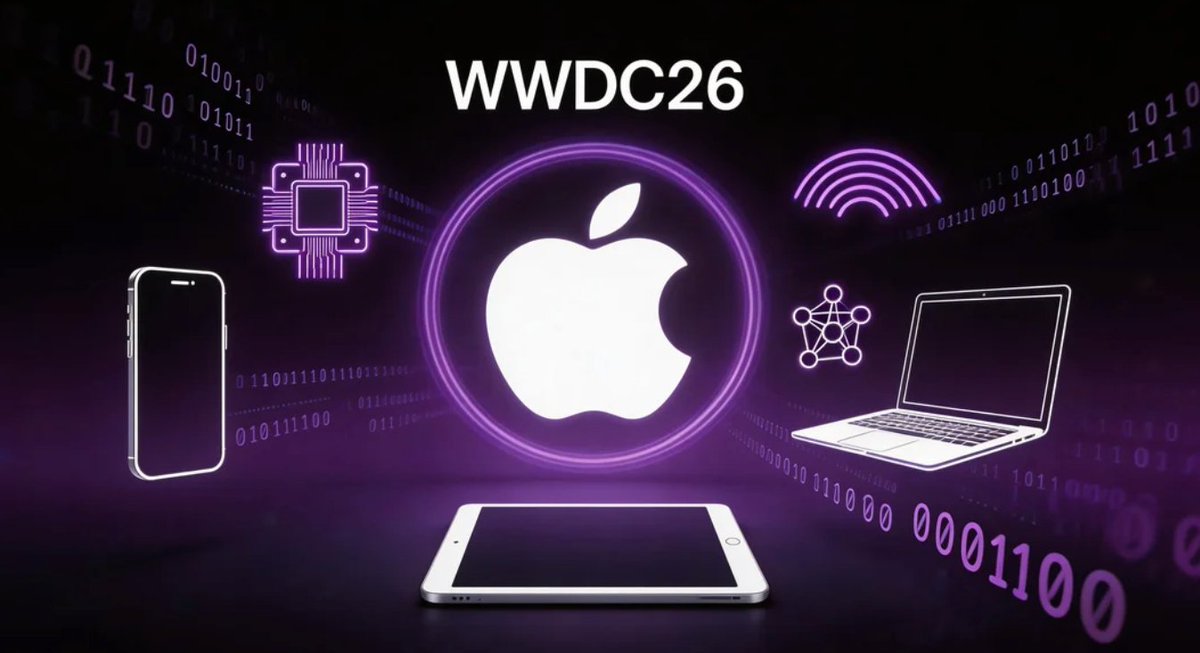 RockflowEnglish's tweet photo. 🚨 Apple WWDC26 (June 8–12): “Major advancements in AI” teased!  
Watch for new AI features across iOS/macOS, ecosystem upgrades, and hardware surprises.  
A strong AI showing could be a catalyst for $AAPL. https://t.co/1TYtSHqQOj