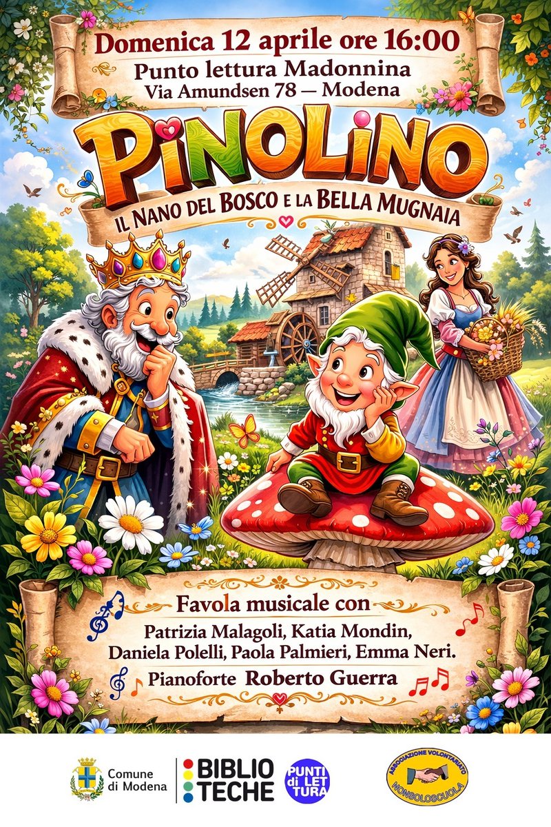 📌 Il Punto di lettura #Madonnina vi aspetta domenica 12 aprile alle 16 per una favola musicale dal titolo “ Il nano del bosco e la bella mugnaia” raccontata e cantata dal gruppo di lettori accompagnati al pianoforte dal maestro Roberto Guerra.

#puntidilettura