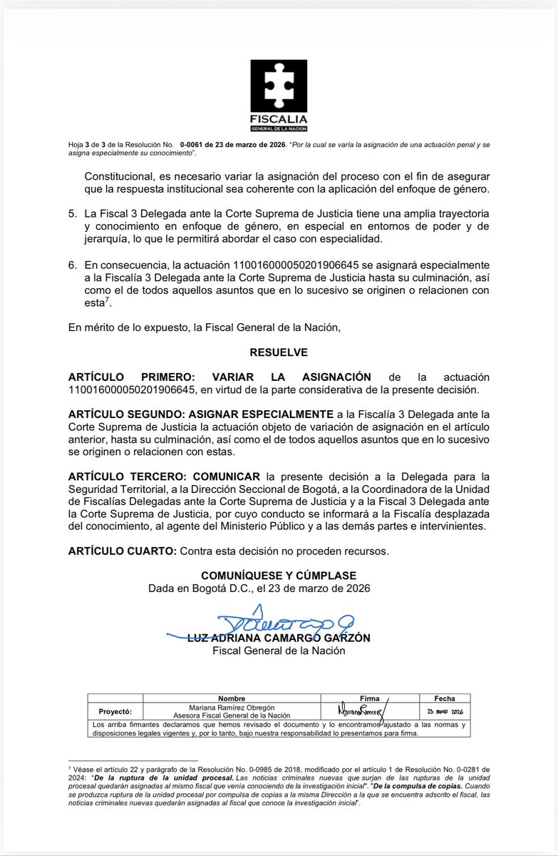Fiscalía Colombia tweet media