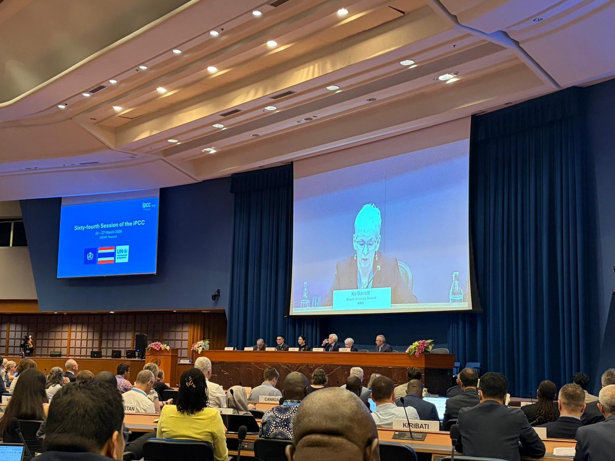 MoroccoInTHA's tweet photo. H.E. Ambassador Rahhaly led the Moroccan delegation today at the opening of the 64th Session of the Intergovernmental Panel on Climate Change (IPCC-64) at the United Nations Conference Centre (ESCAP) in Bangkok, reaffirming Morocco’s strong commitment to global climate action. https://t.co/eBa6bTAhkO