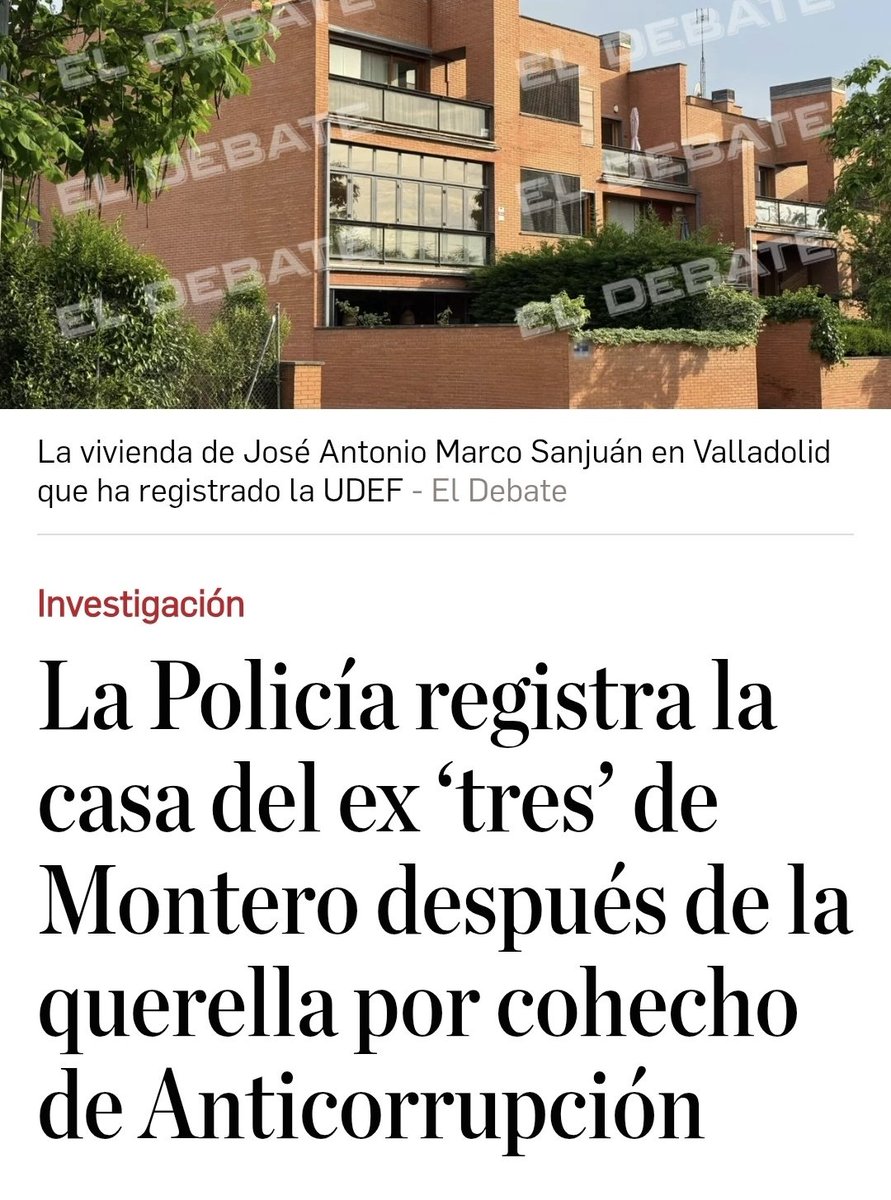 MEGACORRUPCIÓN DEL GOBIERNO: HACIENDA 

‼️‼️ La Policía registra la casa del ex ‘tres’ de Montero después de la querella por cohecho de Anticorrupción.
 
La Fiscalía acusa a Marco Sanjuán de un delito de cohech por el presunto cobro de comisiones a cambio de archivar pleitos