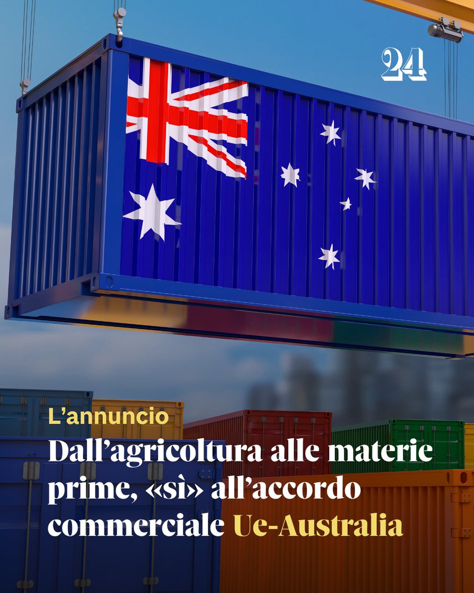 ➡️ Leggi qui l'articolo: ilsole24ore.com/art/ue-austral…

#commercio #Ue #Australia #IlSole24Ore