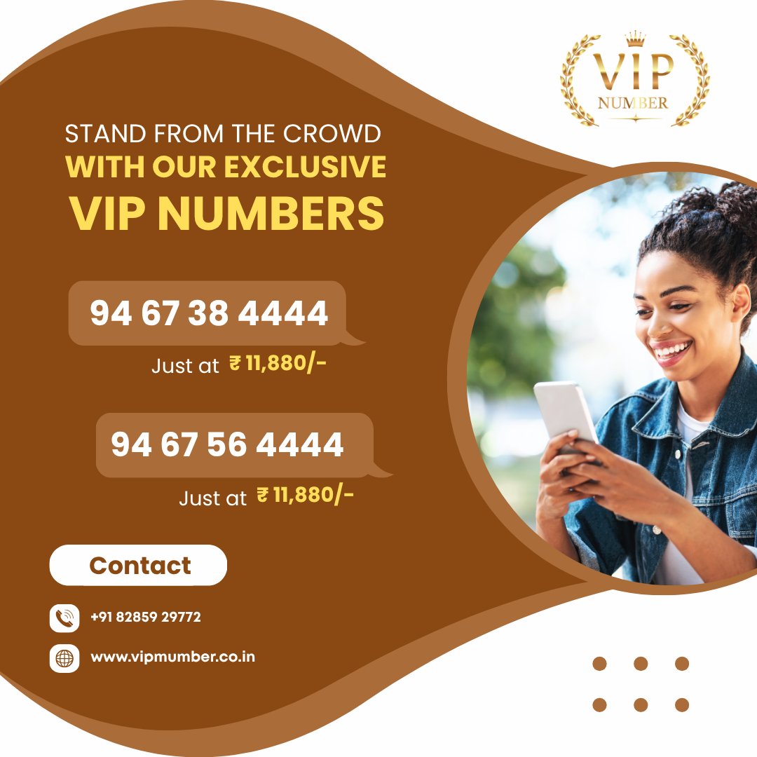 vipnumber315's tweet image. We’re offering exclusive deals on premium mobile numbers that reflect your style, status, or simply your love for easy-to-remember digits.
Visit our website vipnumber.co.in to place your order 
#vipnumber #chosenumber #fancynumbers #PremiumNumbers #vipnumberstore