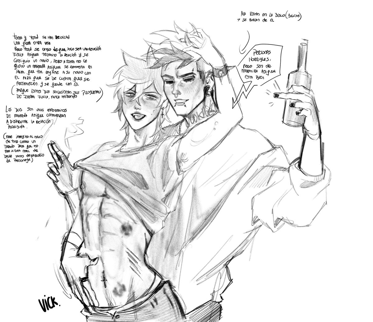 Si a alguien le interesa lo traduzco jsjsjsn
Son mis horribles personas favoritas #tomtord 
Hace tiempo no los dibujaba siento que no son ellos pero el dibujo me gusto :3