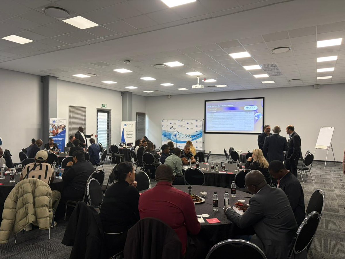 The_CESA's tweet photo. We’re about start our CESA Gauteng #BranchFunction - an important gathering of members, industry leaders & professionals committed to strengthening SA’s infrastructure environment.
#CESAGauteng
#BranchFunction
#SecuringOurFuture
#ConsultingEngineers
#CESAAdvocacy https://t.co/uOb3gswkwL