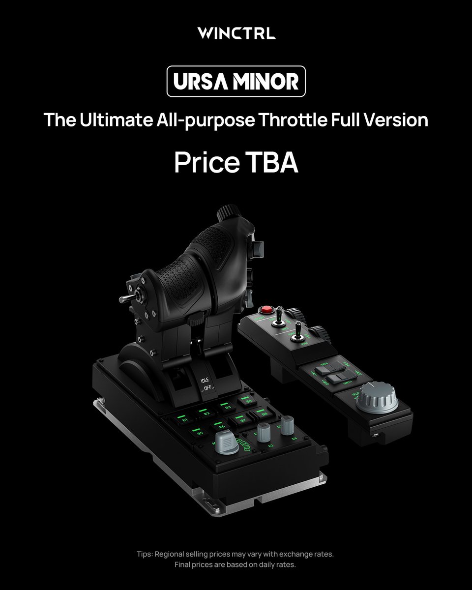 winctrlofficial's tweet image. WINCTRL 2026 Roadmap Taking Shap.

✅ URSA MINOR Combat Throttle: From $154.95
2 versions for universal HOTAS setups
✅ ViperAce Throttle Grip 2: $244.06
Enhanced dial realism, now with vibration
✅ UFC Panel 2: $195.60
Hard keys, upgraded operation

Shaped by your feedback. Work
