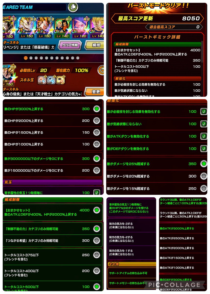 バーストモード8050pt獲得(新キャラなし)よければ参考に