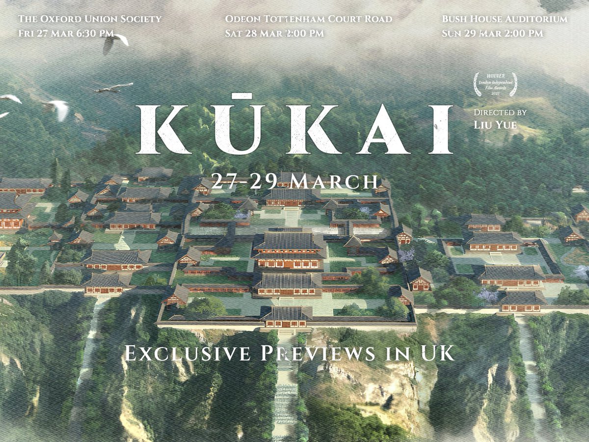 kukaimovie's tweet photo. When people think of Japanese culture, they often think of exquisite calligraphy, refined architecture, and the influence of Zen. What many don’t realise is that much of this cultural foundation was carried to Japan over 1,200 years ago by one monk: Kukai.✨ 

More than a religious figure, Kukai was a remarkable bridge between cultures. In 804, he travelled to Tang China as part of the Japanese mission to the Tang court, and studied under Master Huiguo at Qinglong Temple in the capital, Chang’an. 🏯

He not only received the full lineage of Esoteric Buddhism but also brought back from Tang China a whole world of knowledge — from calligraphy, medicine, architecture, and education to art and aesthetics — helping shape the cultural foundations of Japan. Even in hardship, Kukai continued hand-copying scriptures with unwavering dedication, hoping these teachings could reach further and benefit others.

In some ways, the Japanese aesthetic we see today — even here in London — still carries the imprint of the golden age of the Tang dynasty, transmitted through Kukai’s journey from Chang’an to Japan.
Five years in the making, Kukai retraces this monumental journey in search of the Dharma. Join us at the screening and witness how Kukai, the master of Esoteric Buddhism, helped bring forth, through one man’s journey, a civilisational legacy that would endure for centuries. 
 
📍KŪKAI has FREE preview screenings in London and Oxford this month.
 
🎫 Free registration via: https://t.co/ND4dMUXEhS
 
#chineseculture  #japaneseculture #tangdynasty #Kukai #londonevents #oxfordevents