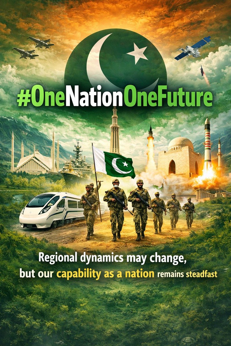 ایک قوم، ایک مستقبل 🇵🇰 مضبوط دفاعی نظام
مستحکم پاکستان کی علامت اعتماد کے ساتھ آگے

#OneNationOneFuture