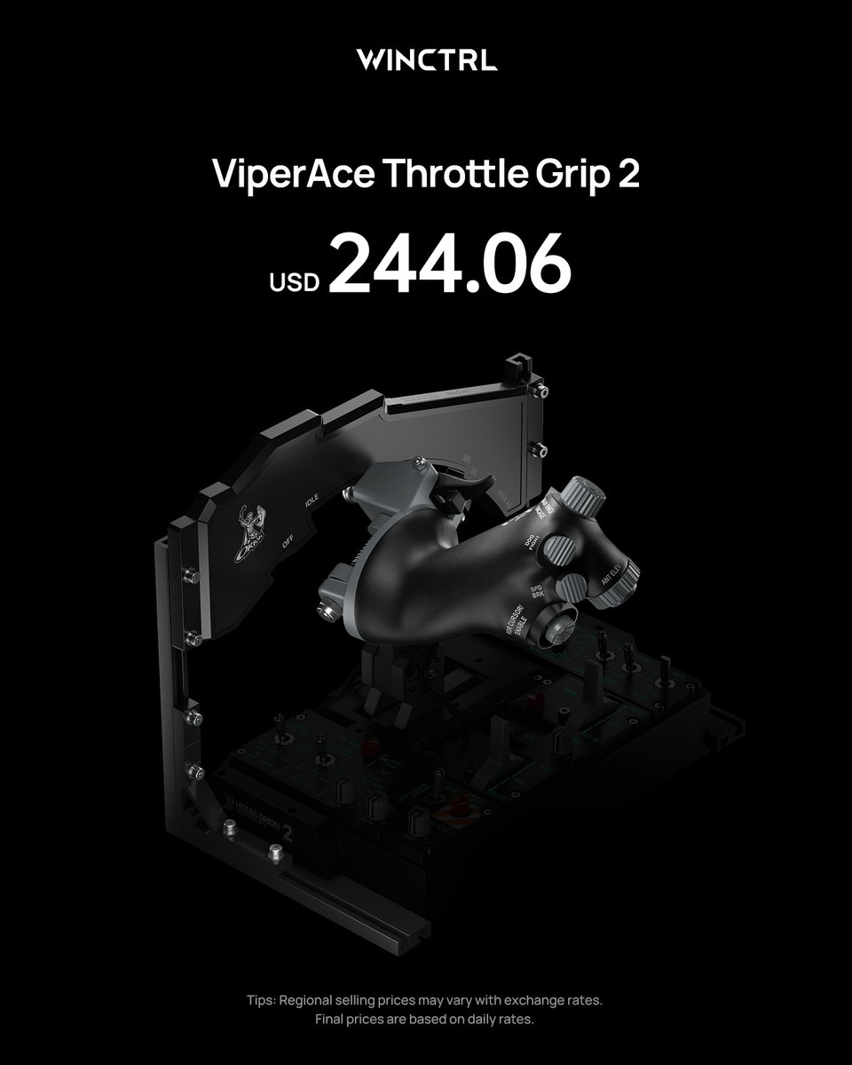 winctrlofficial's tweet image. WINCTRL 2026 Roadmap Taking Shap.

✅ URSA MINOR Combat Throttle: From $154.95
2 versions for universal HOTAS setups
✅ ViperAce Throttle Grip 2: $244.06
Enhanced dial realism, now with vibration
✅ UFC Panel 2: $195.60
Hard keys, upgraded operation

Shaped by your feedback. Work