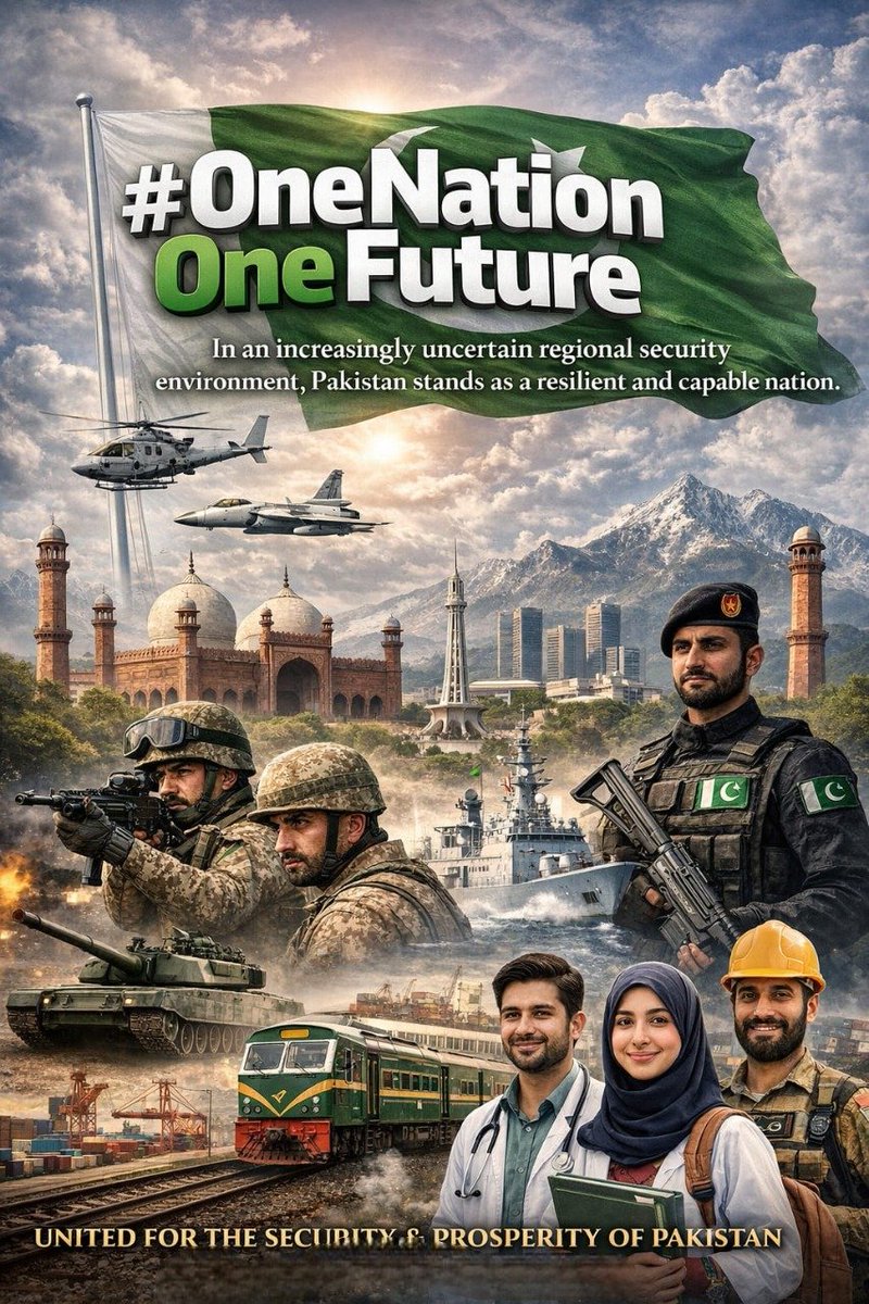 ایک قوم، ایک مستقبل 🇵🇰 مشکل حالات میں بھی پاکستان کا حوصلہ بلند عزم کے ساتھ آگے

#OneNationOneFuture
