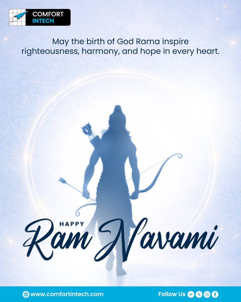 ComfortIntech's tweet photo. May the birth of God Rama inspire righteousness, harmony, and hope in every heart. 🙏✨

Wishing you a blessed and joyous Ram Navami. 🌸

#RamNavami #ComfortIntech #DivineInspiration #Righteousness #FestiveBlessings https://t.co/WZ6rAPgOEP