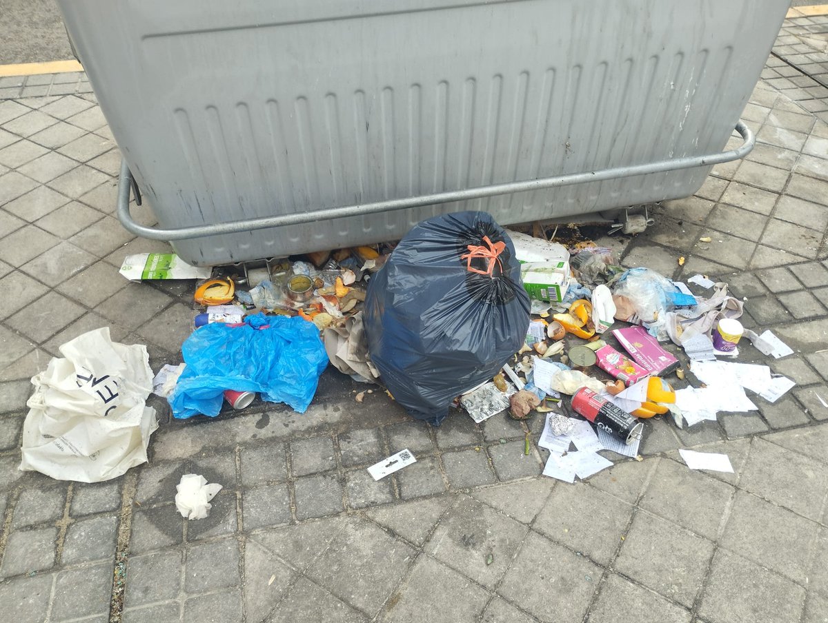 mareouencopp's tweet photo. En #Leganes seguimos con la "foto fija de un momento que es cambiante" de la concejala @vbonetatienza y su marido Alberto el asesor del @ppleganes.
Vidrio, cartón y plástico sin recoger, todo ello aderezado con basurita esparcida por el suelo.
La foto fija de cada mañana. https://t.co/Vjh8G1H7vb