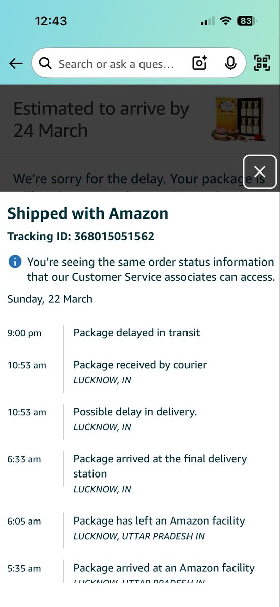 sengarfri's tweet photo. @amazonIN where is my consignment pls update exactly when it will be delivered as only dates keep changing on delivery status. https://t.co/FFGTiJys77