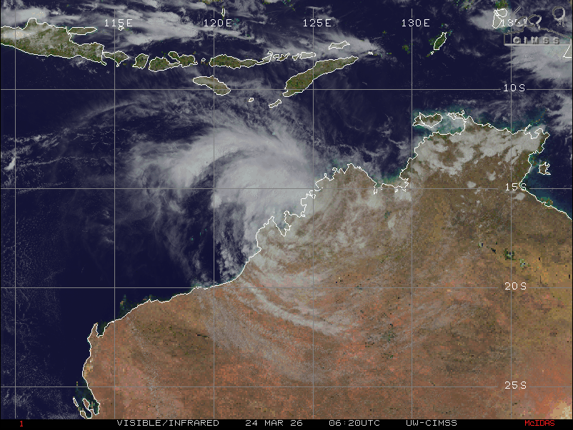 jnmet's tweet image. #Narelle is pushing off the Kimberley coast near Kuri Bay &amp;amp; will strengthen over water starting Tuesday night &amp;amp; Wednesday, local time. Narelle can make another landfall in western #WesternAustralia as a severe TC Saturday. Heavy rain is likely around #Perth this weekend.