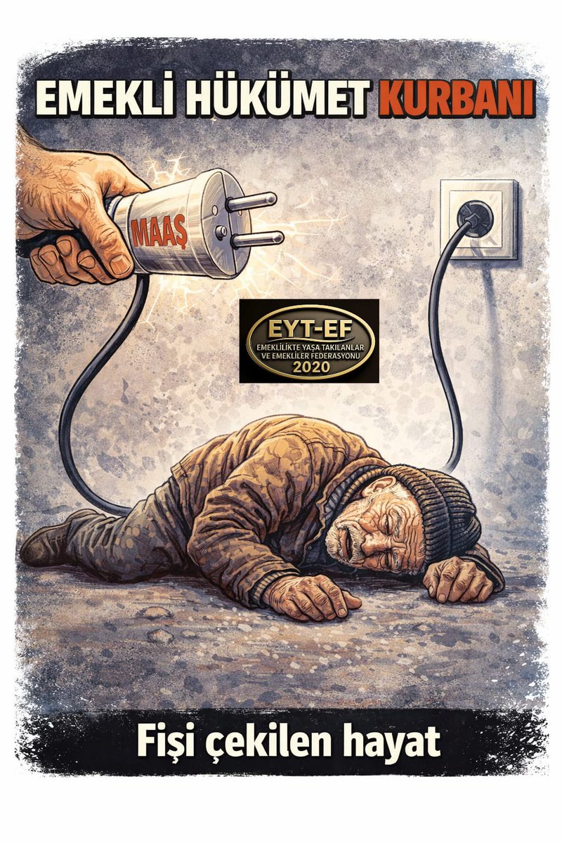 EMEKLİ
👇
#EmekliHükümetKurbanı

#Emekli yi yoksulluğa mahkum eden her karar, bilinçli bir siyasi tercihtir.

Bu düzen; 
Emeği ezen, alın terini hiç eden bir düzendir !

Bugün çözüm üretmeyenler,
Yarın sandıkta yok sayılacaktır !

#5000KısmiYasaKurbanı
<a href="/RTErdogan/">Recep Tayyip Erdoğan</a>
<a href="/isikhanvedat/">Prof. Dr. Vedat Işıkhan</a>